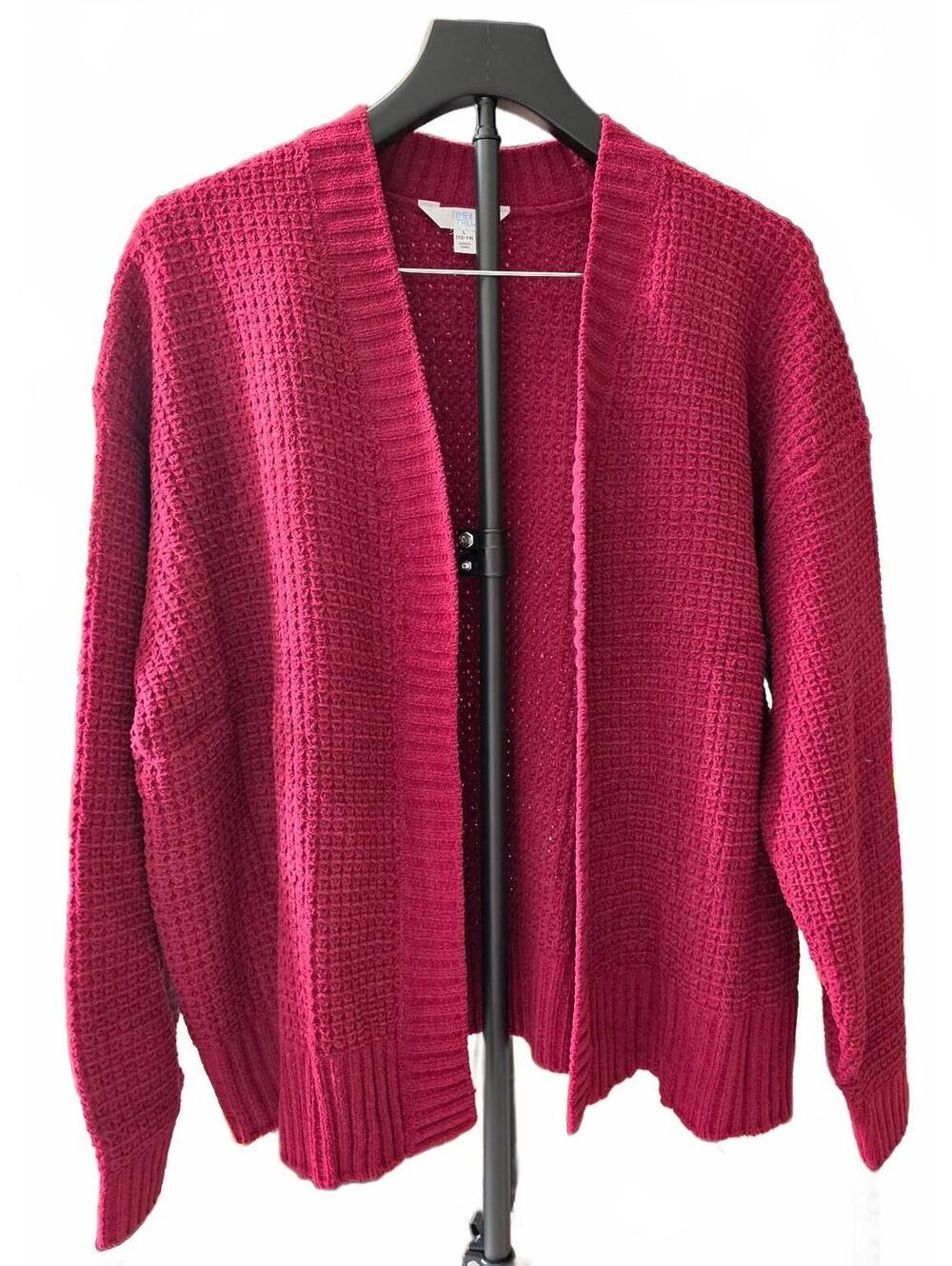 Time and Tru Sweater Women Wine Size Lg. Chenille Cozy Cardigan Midweight NWT